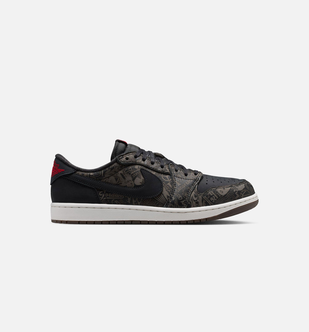 Air Jordan 1 Retro Low OG Laser Black & Varsity Red Men's Sneakers