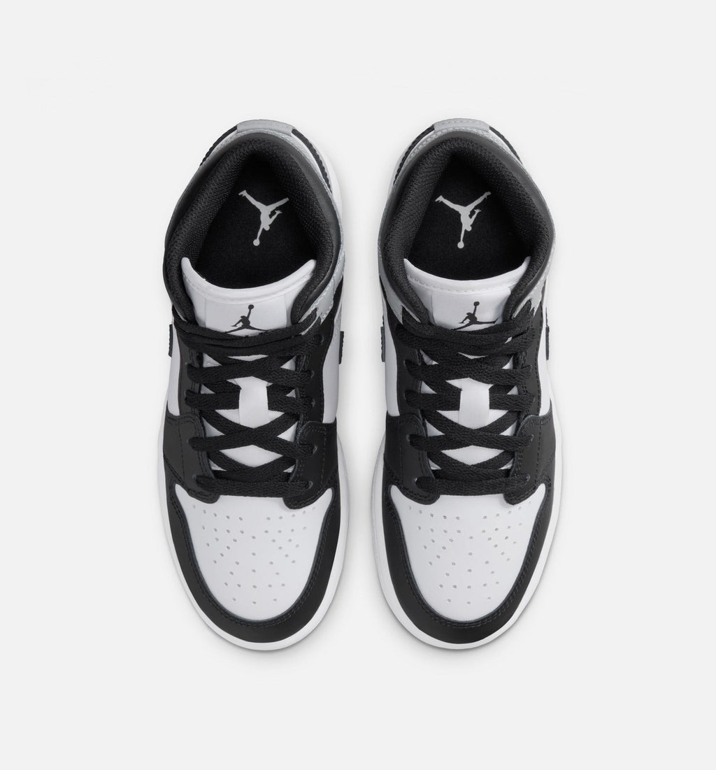 Air Jordan 1 Mid GS Sneakers - White / Light Smoke Grey / Black