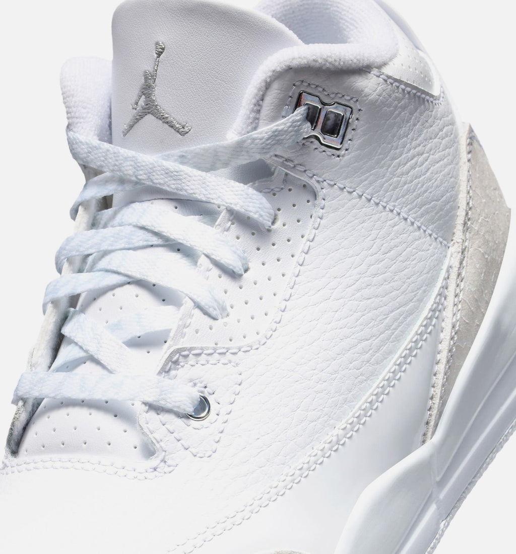 Air Jordan 3 Retro White & Silver Preschool Sneakers