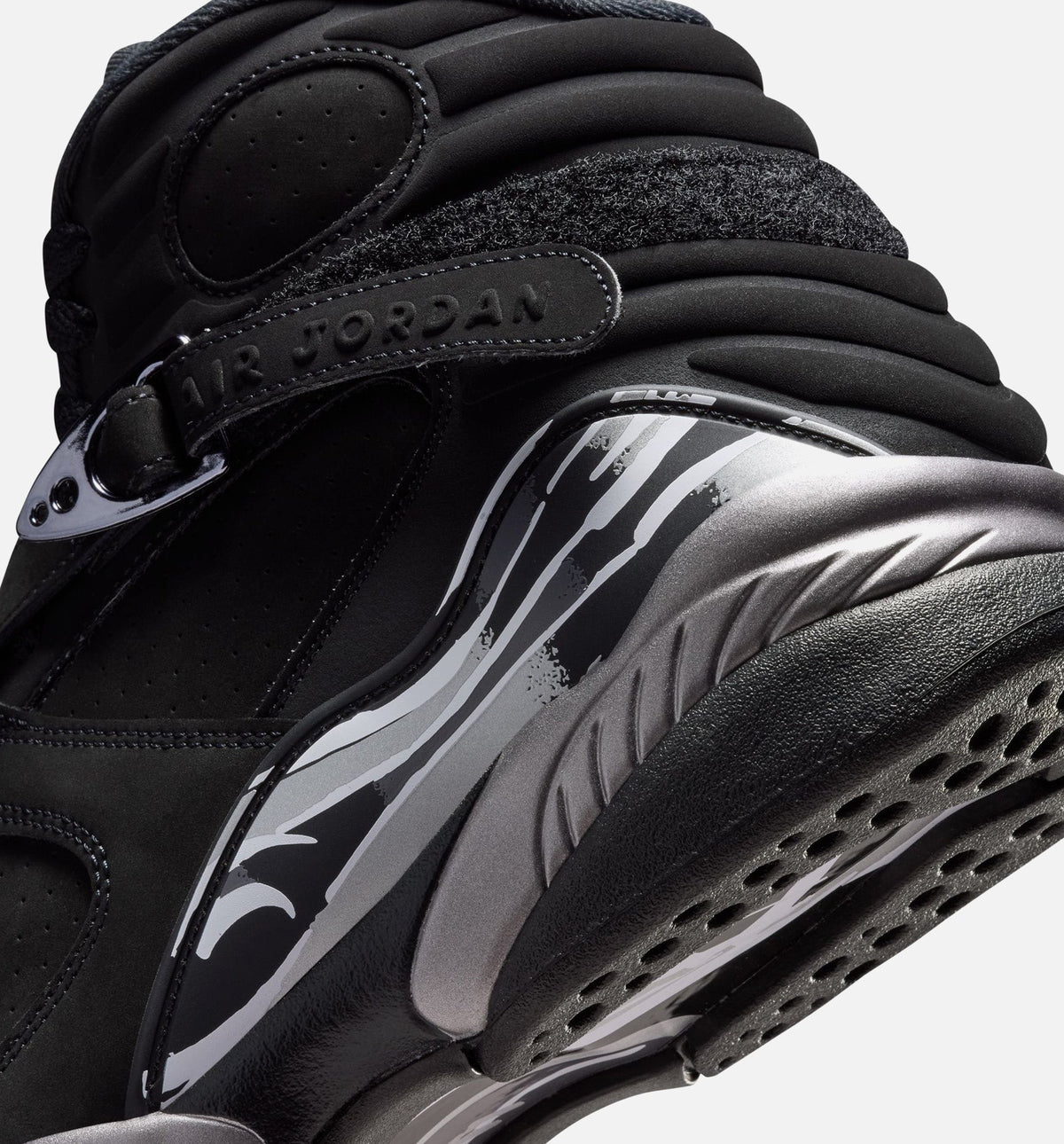 Air Jordan 8 Retro Chrome Black & Light Graphite Men's Sneakers