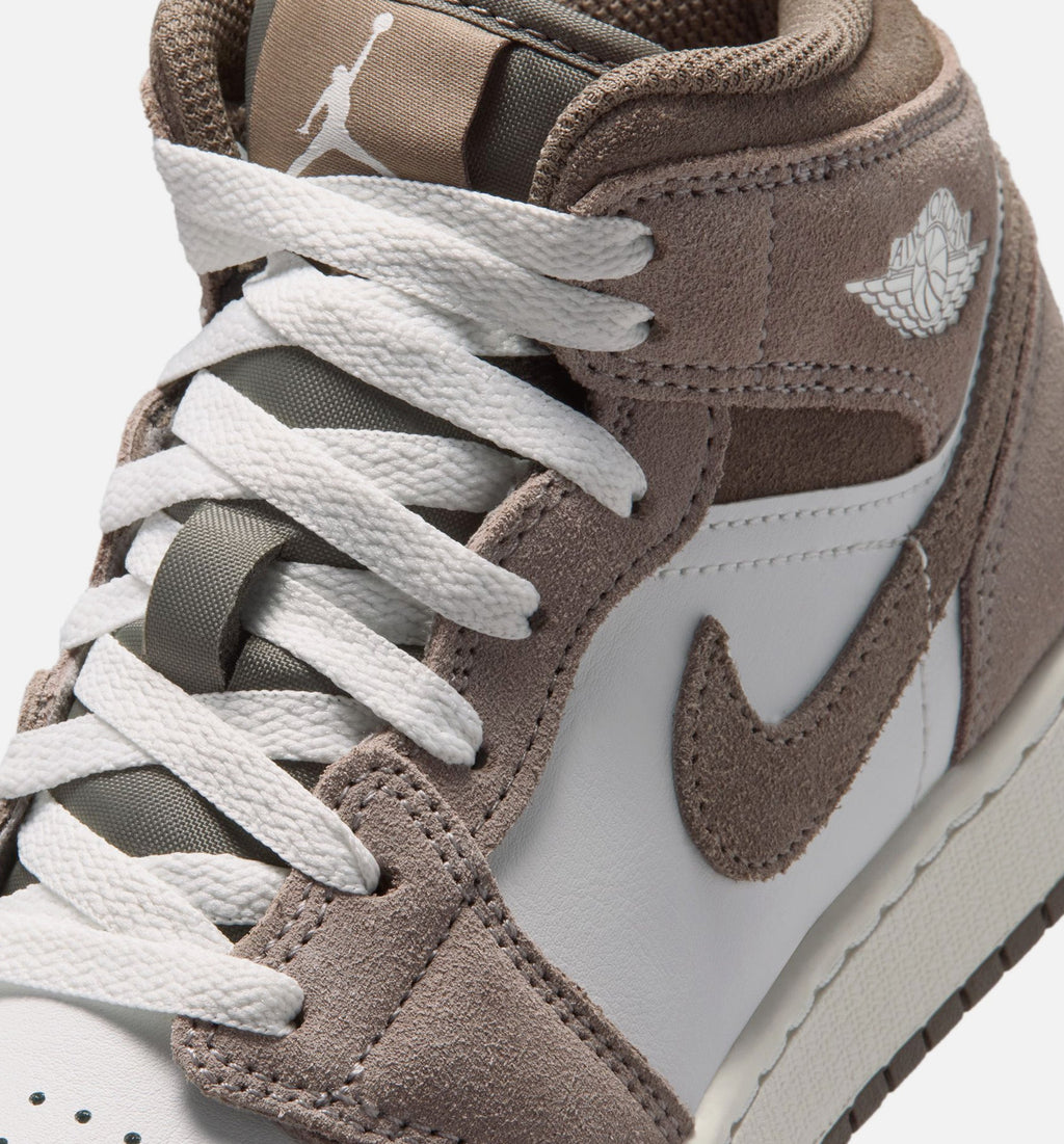 Air Jordan 1 Mid GS Sneakers - Enigma Stone / Olive Grey / Summit White