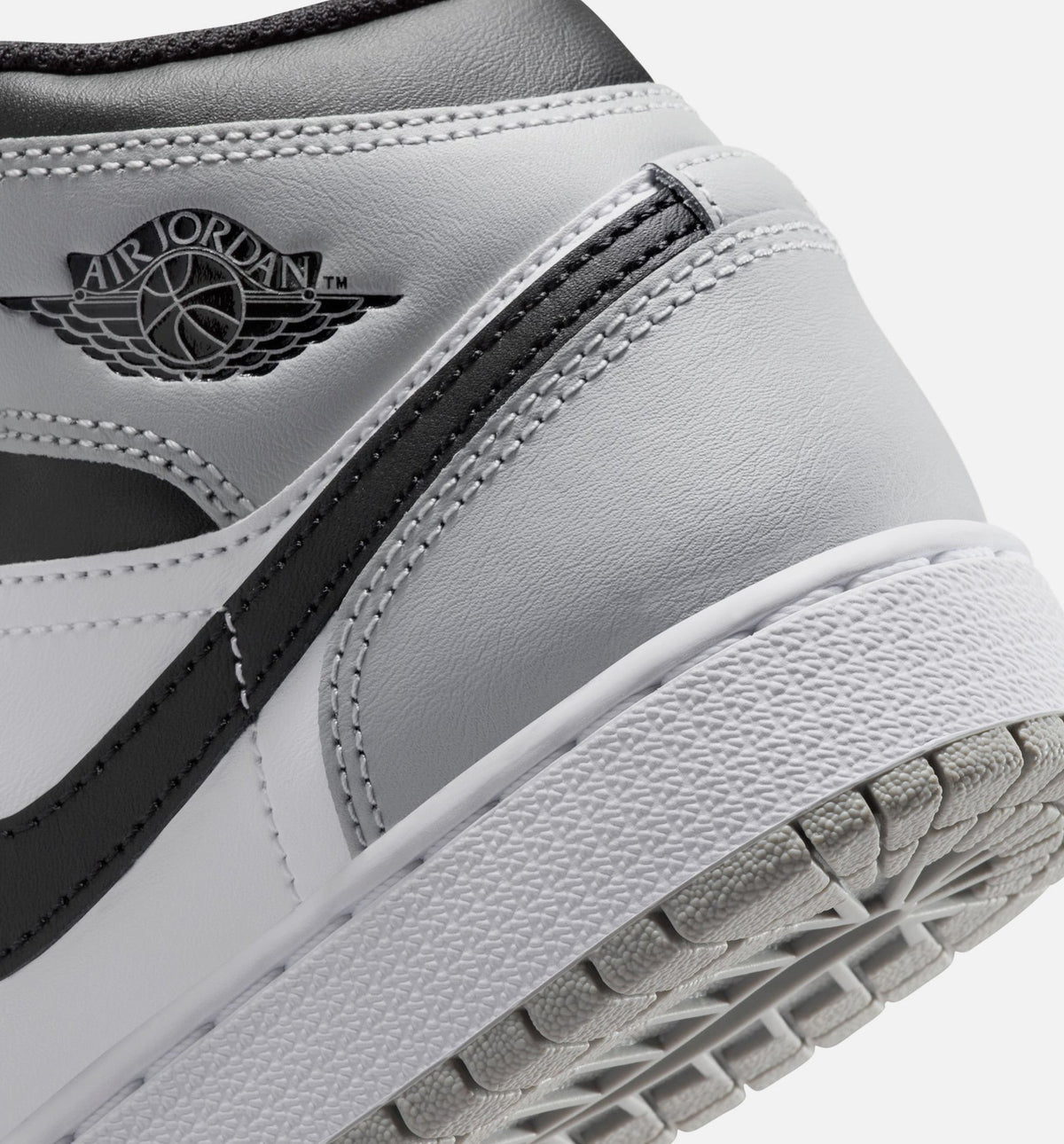 Air Jordan 1 Mid GS Sneakers - White / Light Smoke Grey / Black