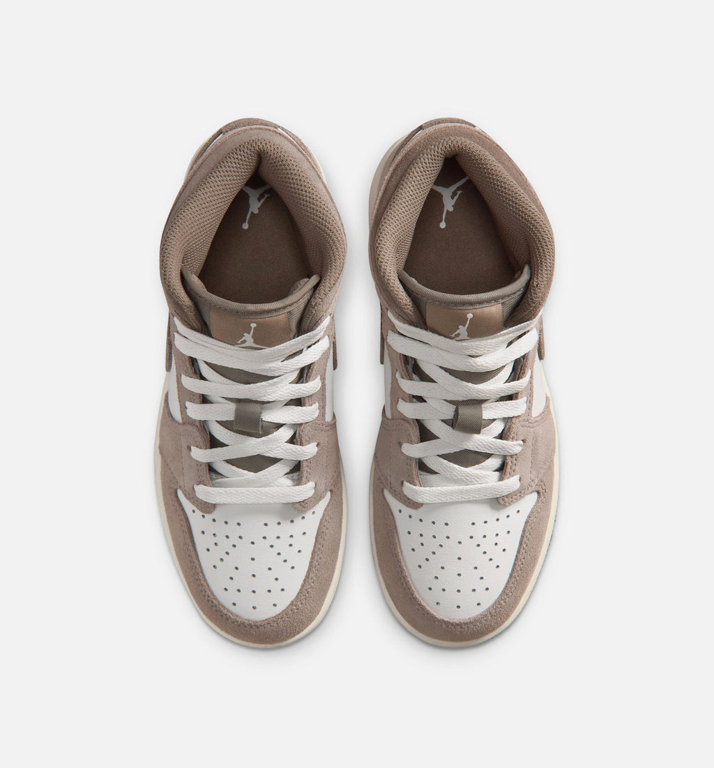 Air Jordan 1 Mid GS Sneakers - Enigma Stone / Olive Grey / Summit White