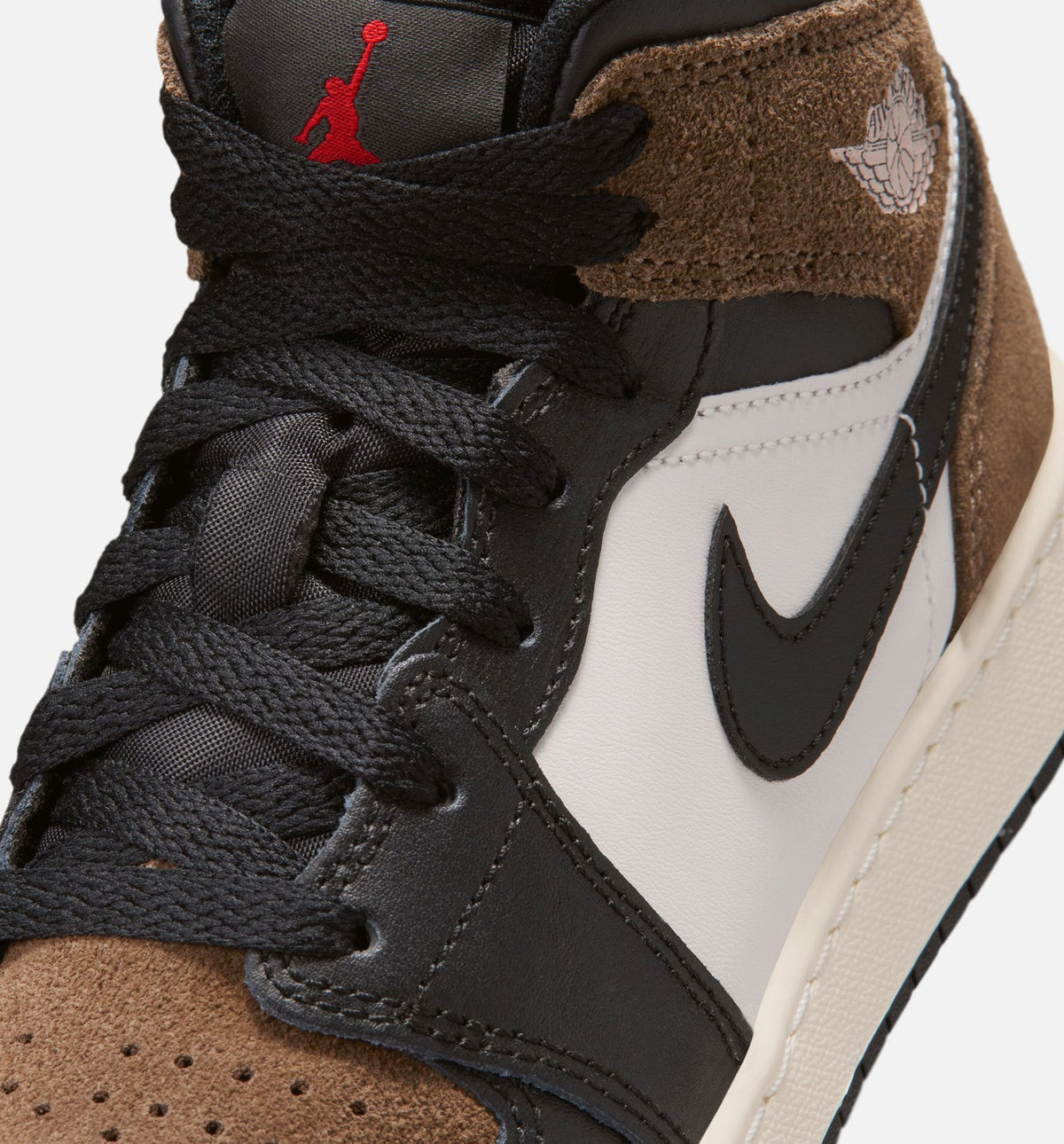 Air Jordan 1 Mid GS Sneakers - Black / Phantom / Palomino / University Red