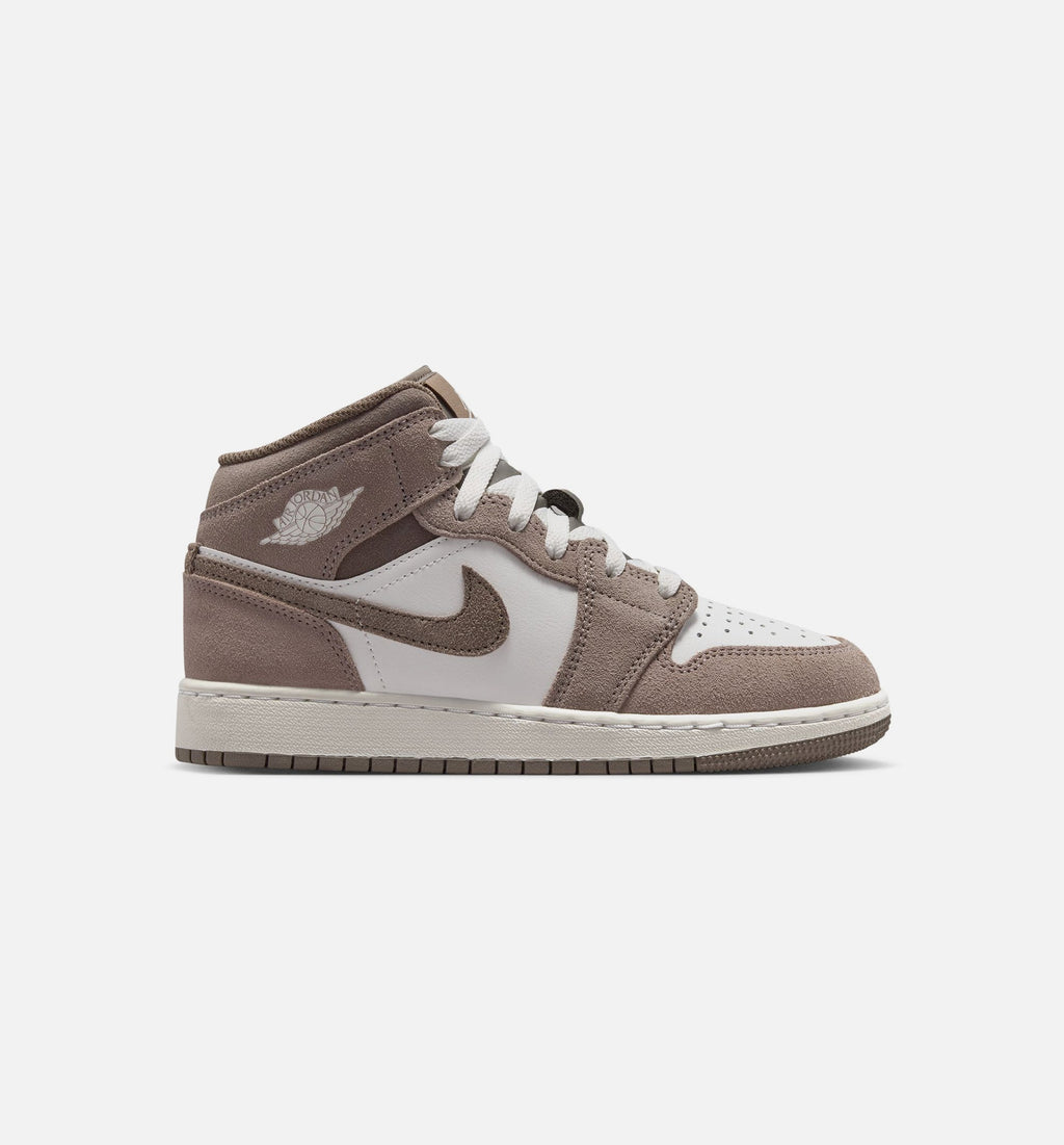 Air Jordan 1 Mid GS Sneakers - Enigma Stone / Olive Grey / Summit White