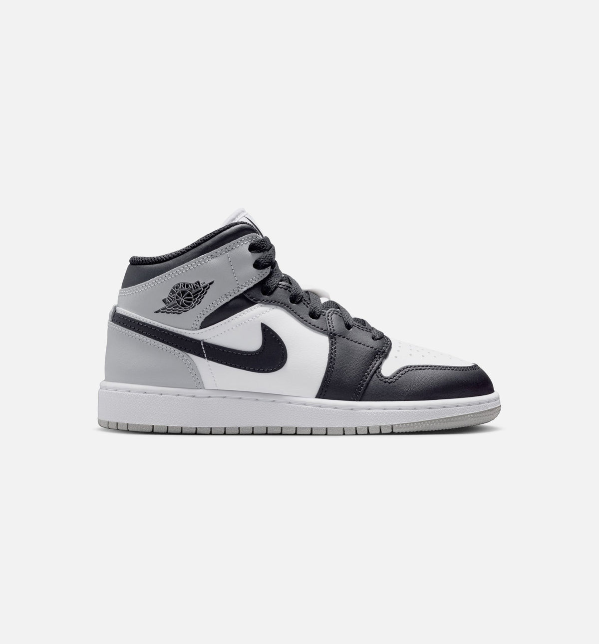 Air Jordan 1 Mid GS Sneakers - White / Light Smoke Grey / Black