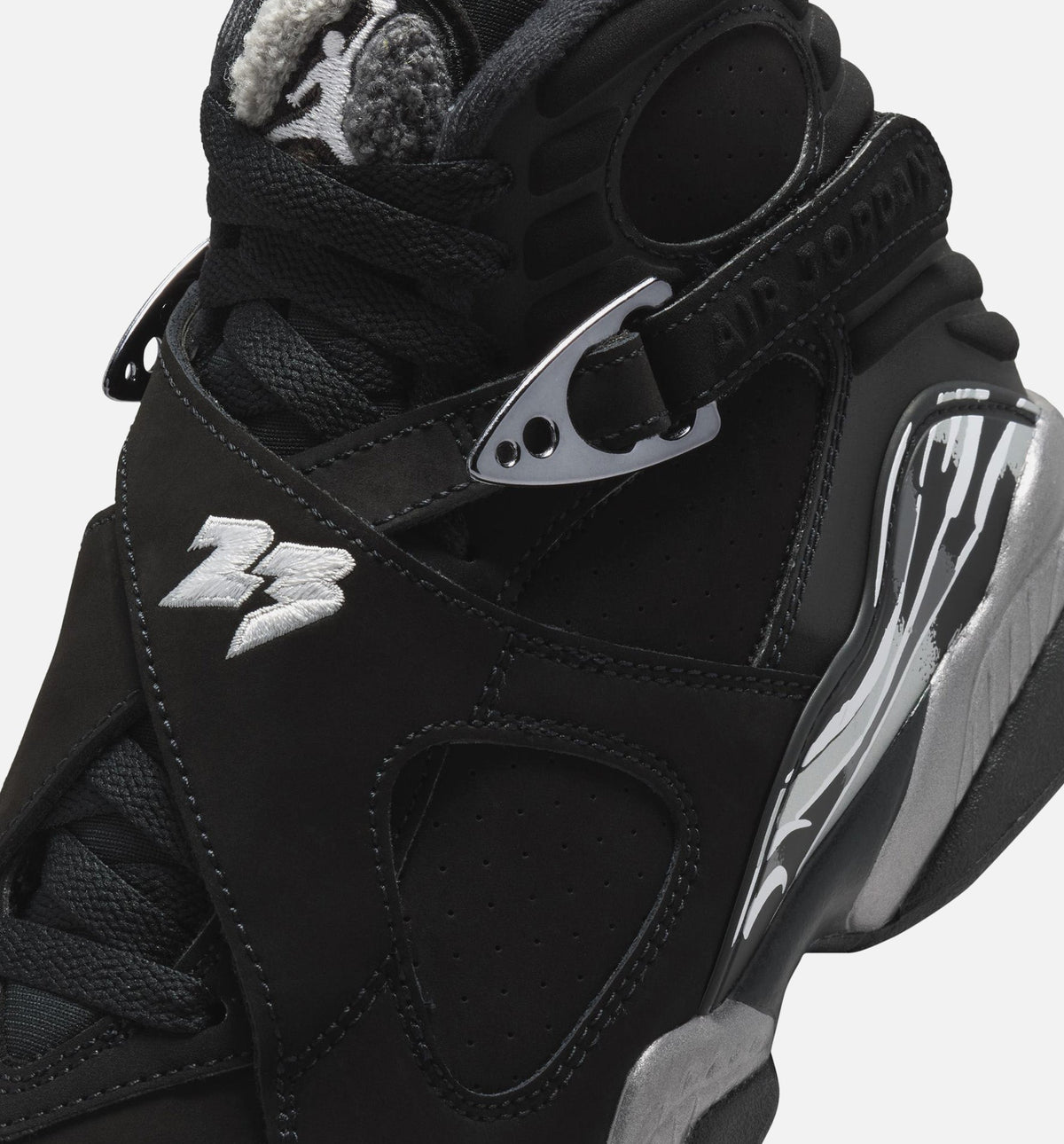Air Jordan 8 Retro Chrome Black & Light Graphite Grade School Sneakers
