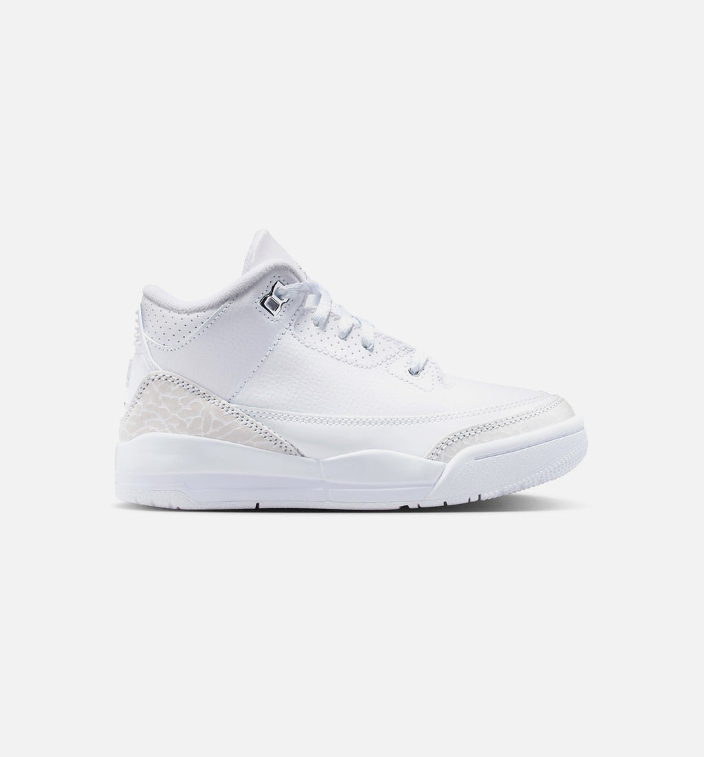 Air Jordan 3 Retro White & Silver Preschool Sneakers