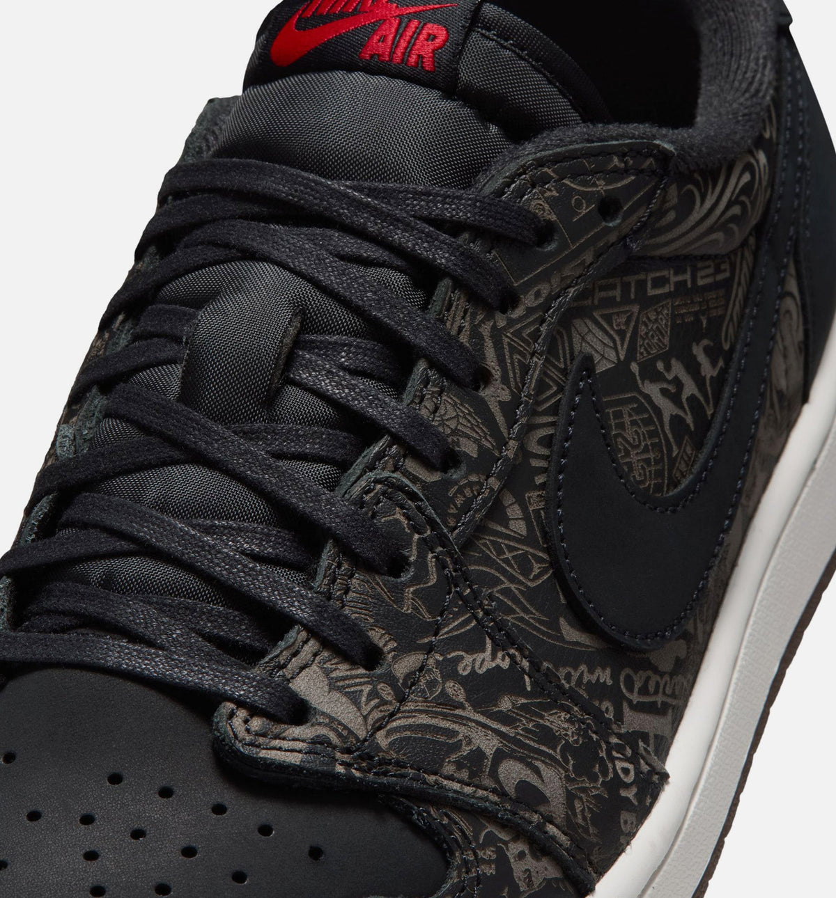 Air Jordan 1 Retro Low OG Laser Black & Varsity Red Men's Sneakers