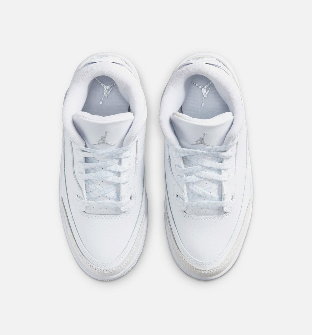 Air Jordan 3 Retro White & Silver Preschool Sneakers