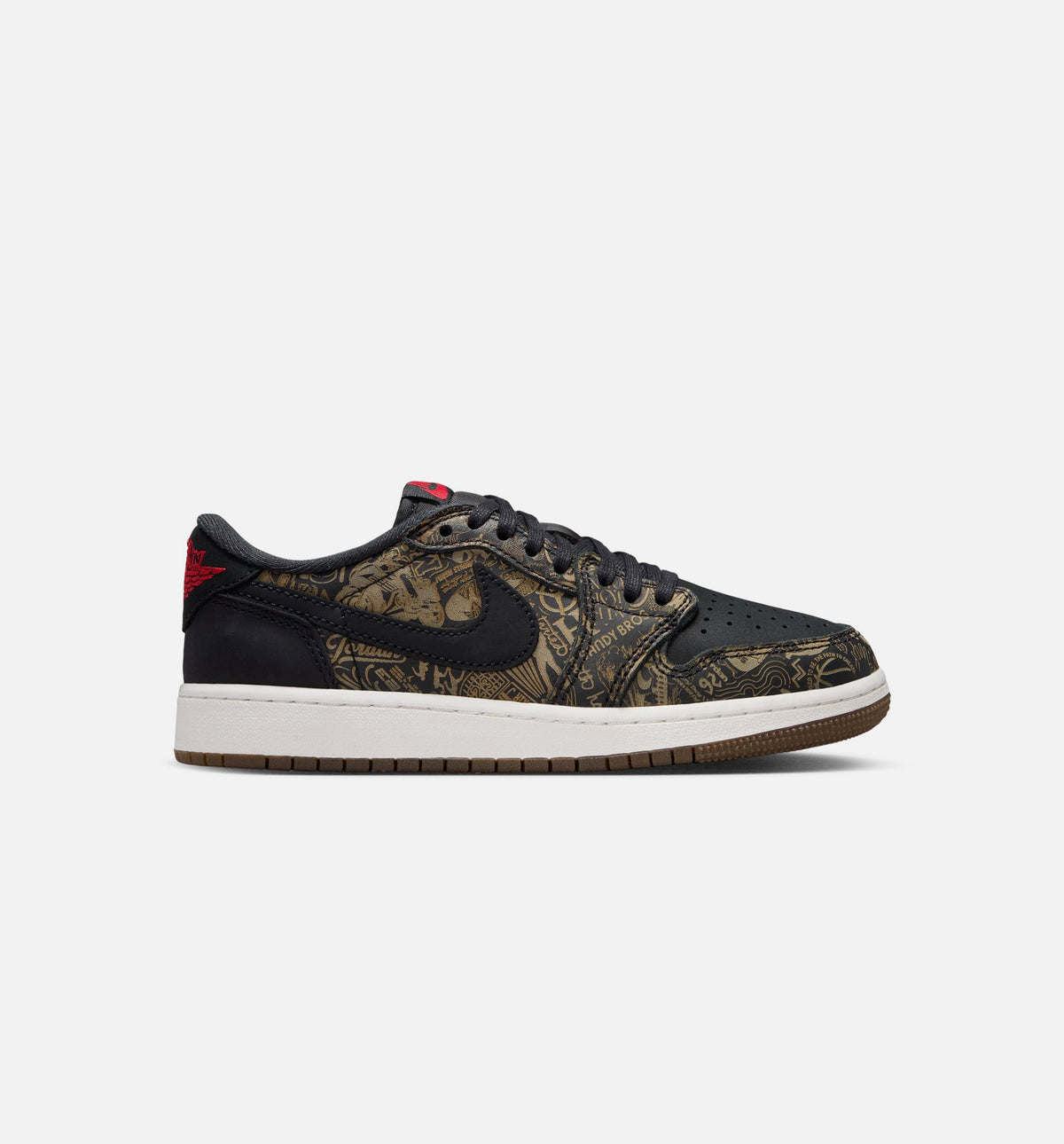 Air Jordan 1 Retro Low OG Laser Black & Varsity Red GS Sneakers